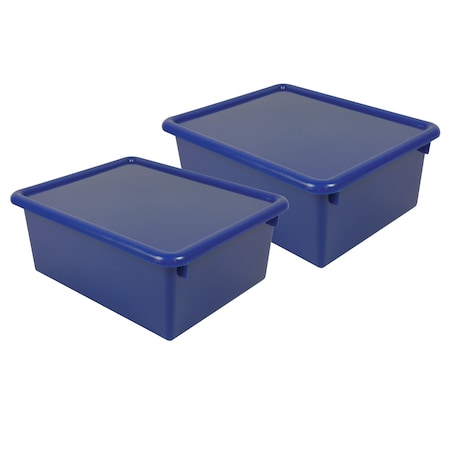 Romanoff Storage Bin, Plastic, Blue, 6 in H, 10-1/2 in W, 13 in L, 2 PK 16004